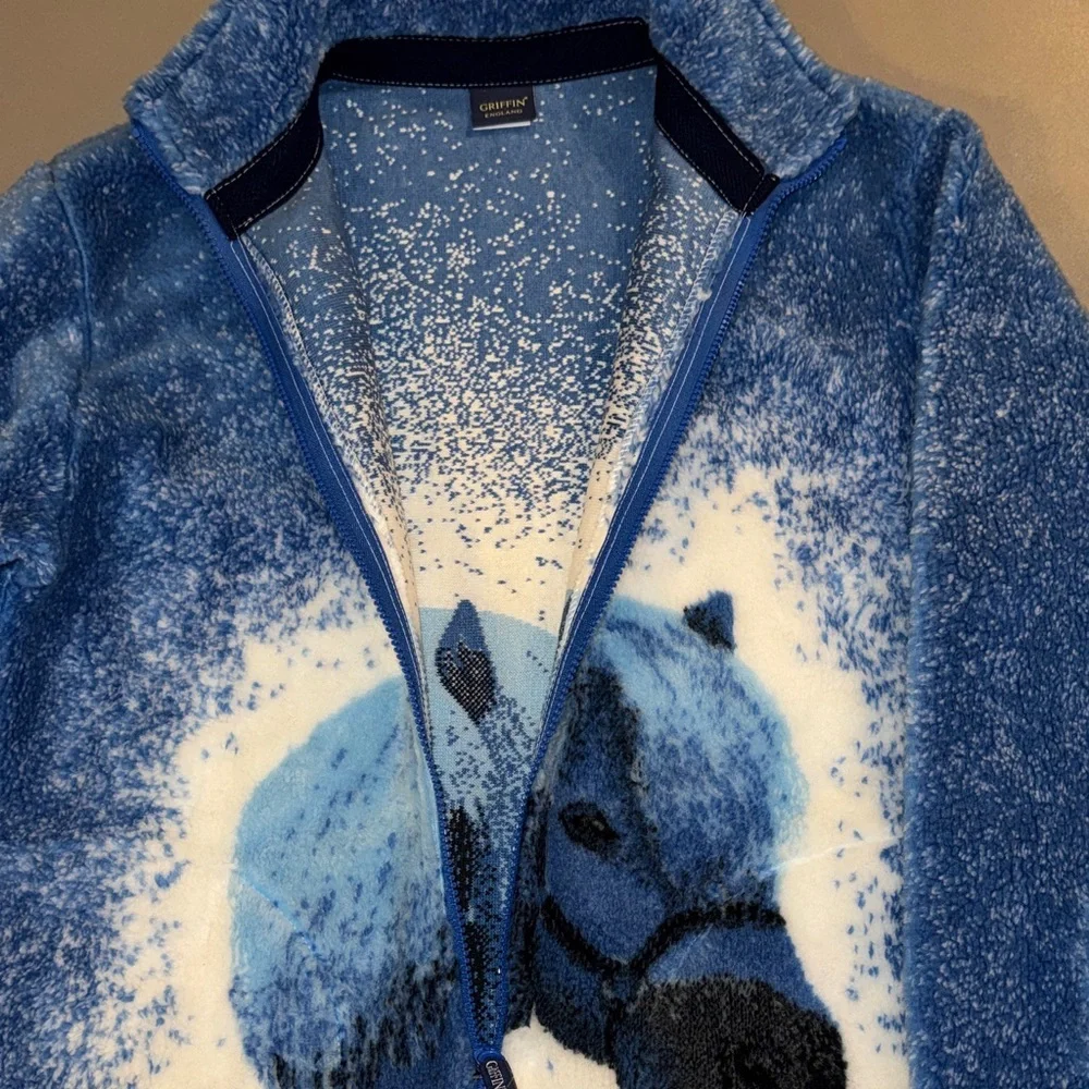 Kids Griffin England  Blue Fleece Jacket with Horse Design